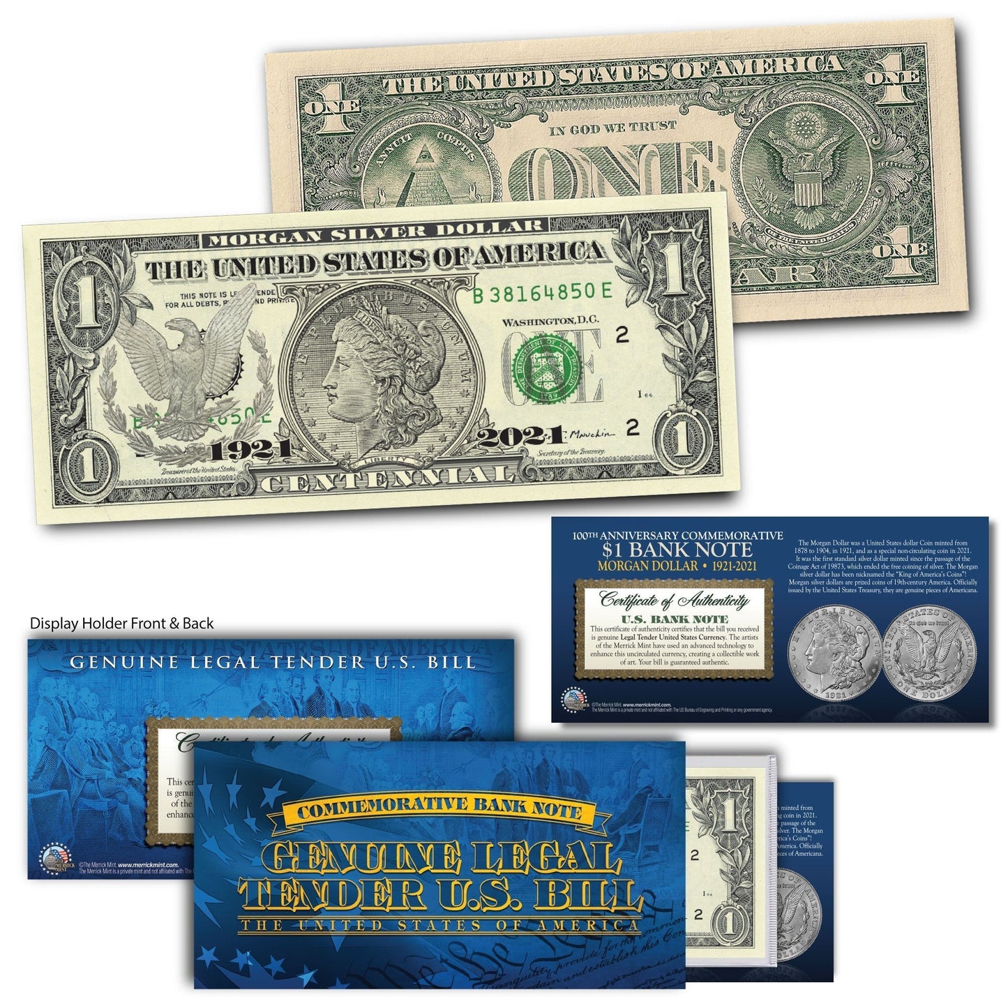 100th Anniversary U.S. Morgan Silver Coin Legal Tender $1 Bill