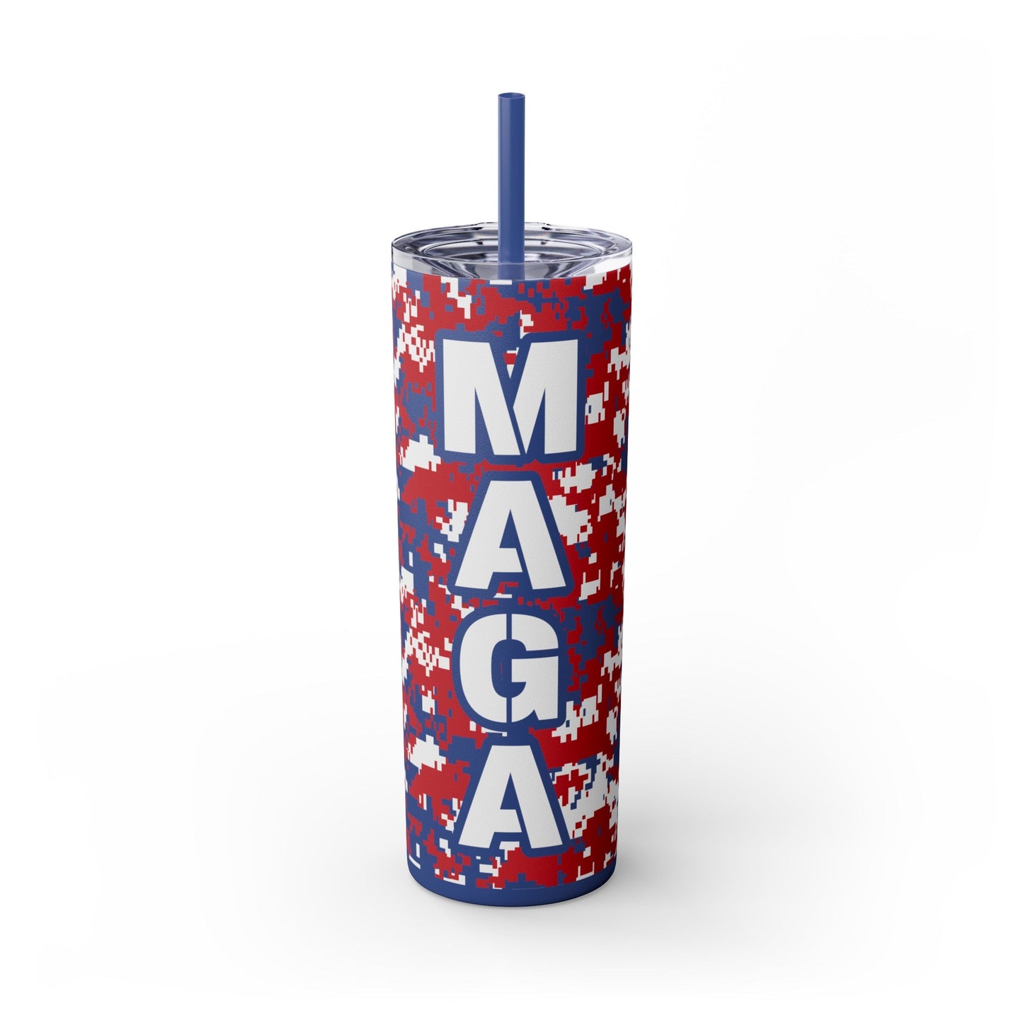 MAGA Red White Blue Camo Tumbler with Straw