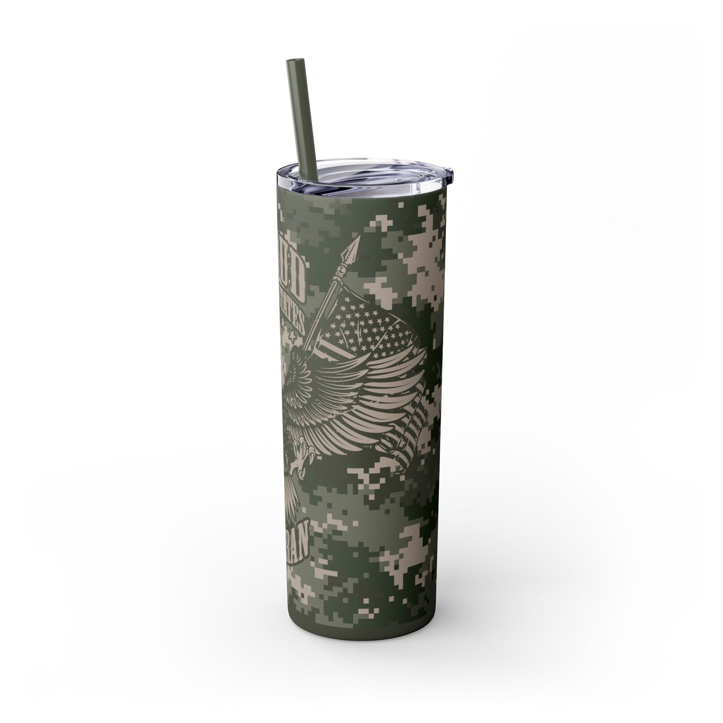 Proud US Veteran Tumbler with Straw