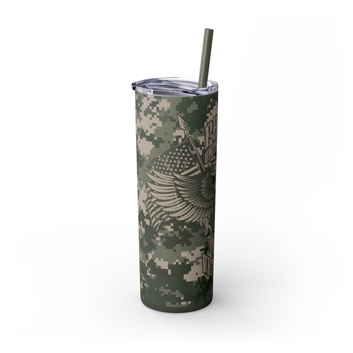 Proud US Veteran Tumbler with Straw