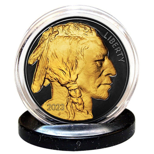 2023 24K Gold Clad/Black Ruthenium $50 AMERICAN GOLD BUFFALO Indian Head TRIBUTE Coin