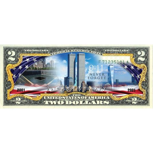 "20th Anniversary WTC" - Genuine Legal Tender U.S. $2 Bill