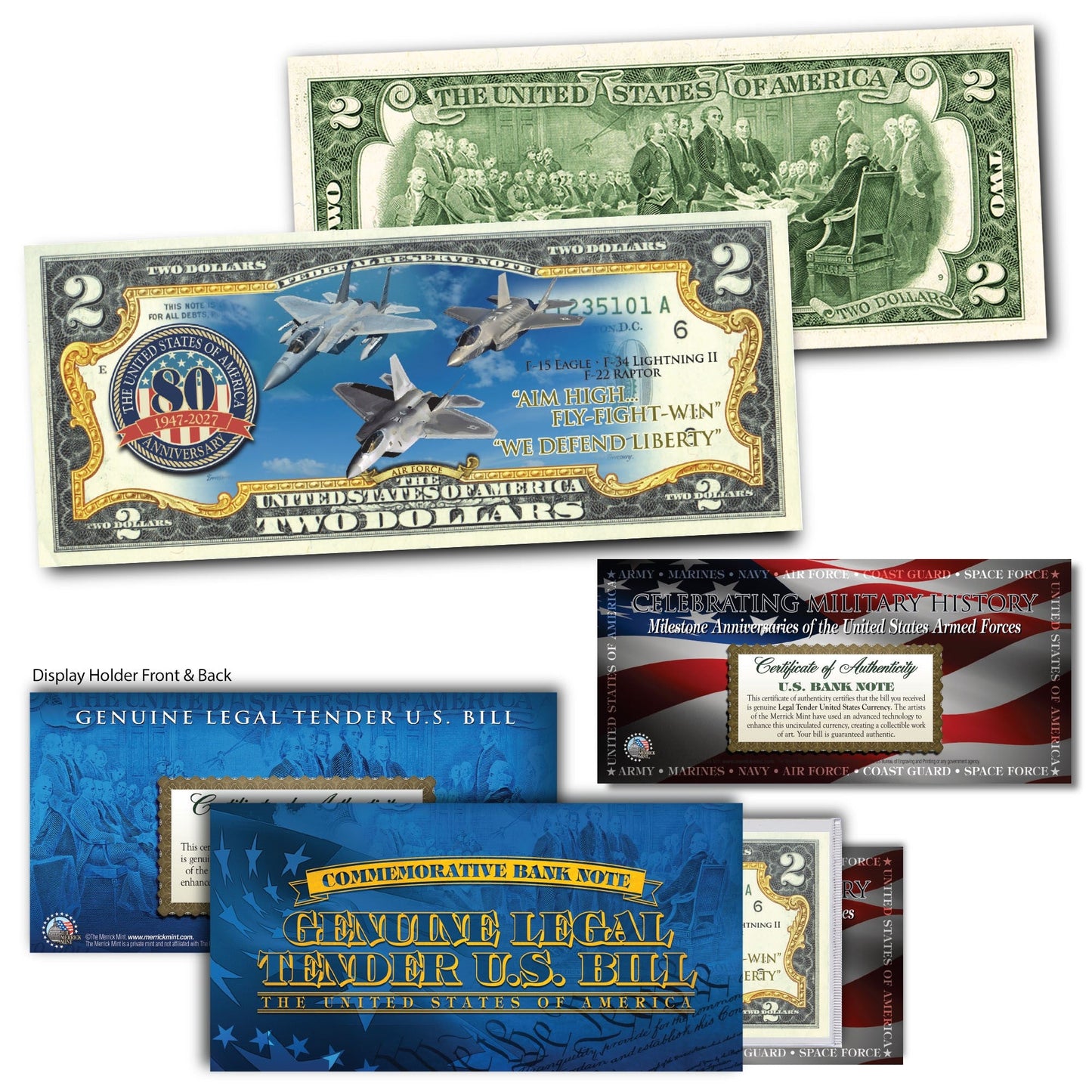 'U.S Air Force 80th Anniversary' - Genuine Legal Tender U.S. $2 Bill