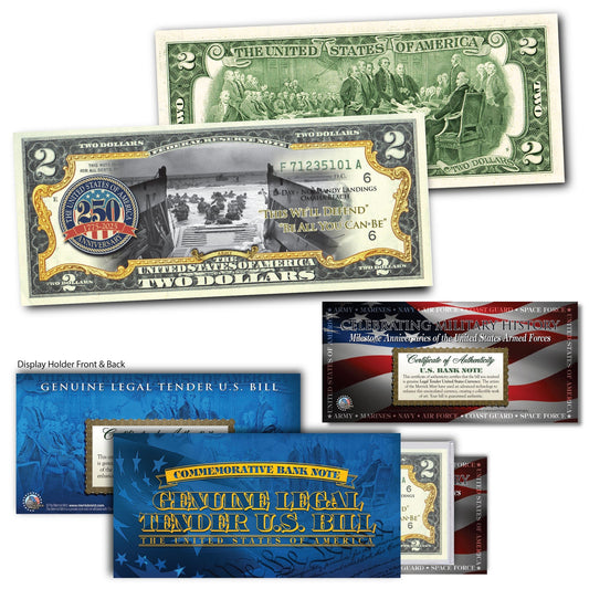 'U.S Army 250th Anniversary' - Genuine Legal Tender U.S. $2 Bill