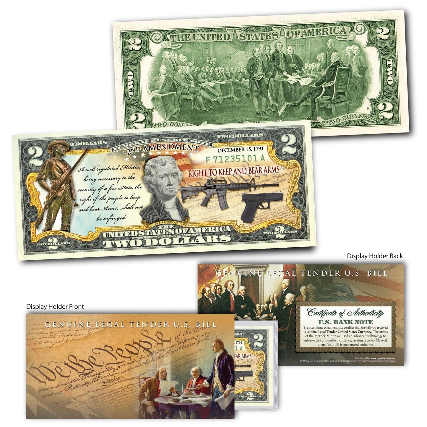 "2nd Amendment" (Modern) - Genuine Legal Tender U.S. $2 Bill