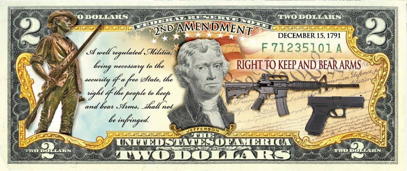 "2nd Amendment" (Modern) - Genuine Legal Tender U.S. $2 Bill