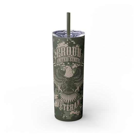 Proud US Veteran Tumbler with Straw