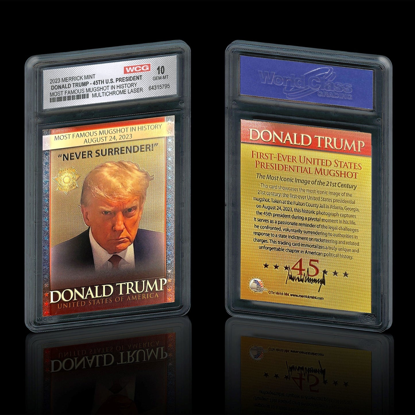 TRUMP Mugshot Polychrome Laser Trading Card - Graded Gem-Mint 10