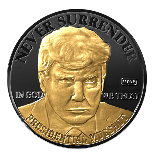 Trump Mugshot Medallion - Black Ruthenium & Gold Coin