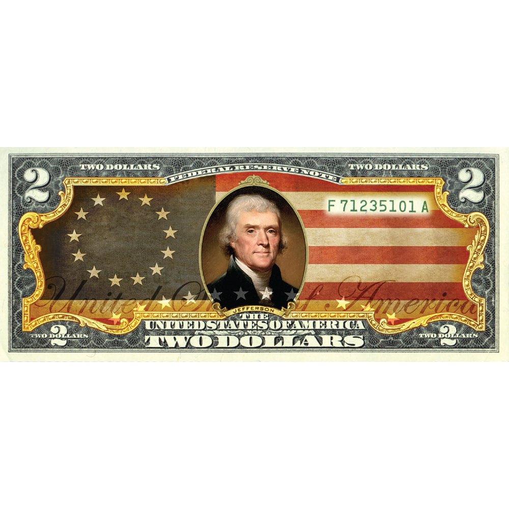 "Betsy Ross Flag" - Genuine Legal Tender U.S. $2 Bill