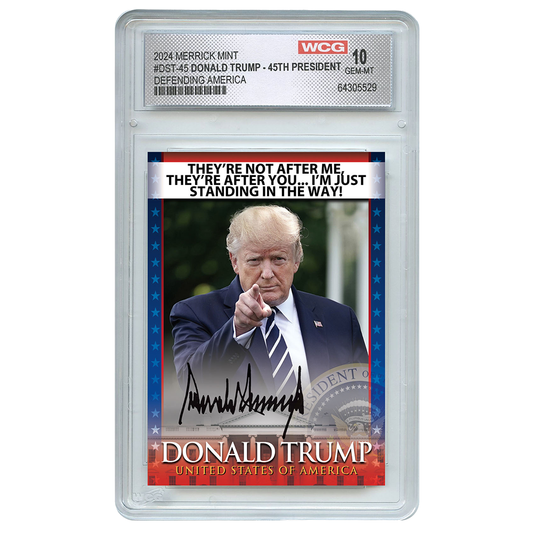 Donald Trump Defending America Trading Card (Graded GEM-MT 10)