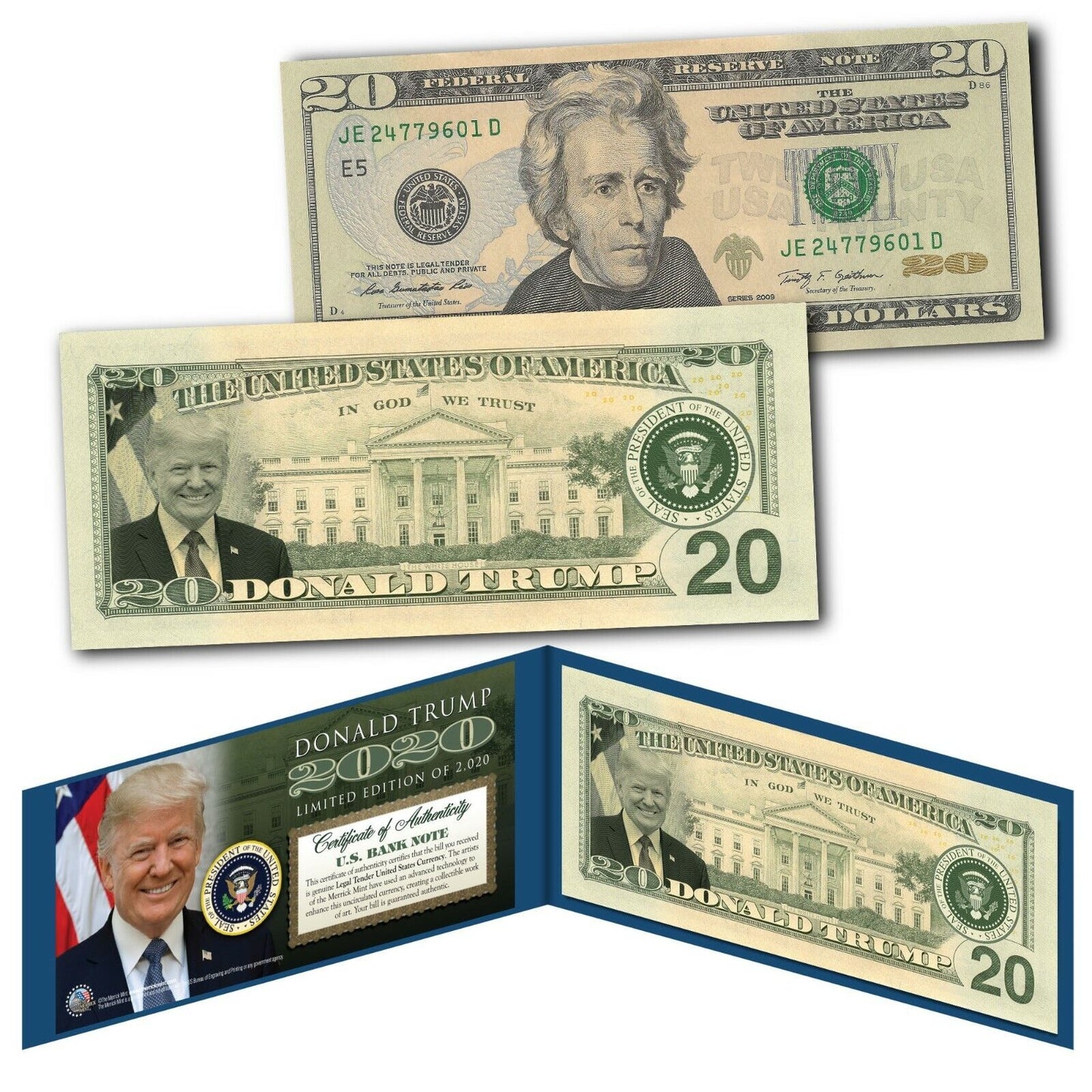 Donald Trump 2020 Genuine Legal Tender $20 U.S. Bill - Only 2,020 Ever Created!