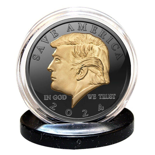 Donald Trump 2024 "Save America" Black Ruthenium & 24K Gold Clad Tribute Coin