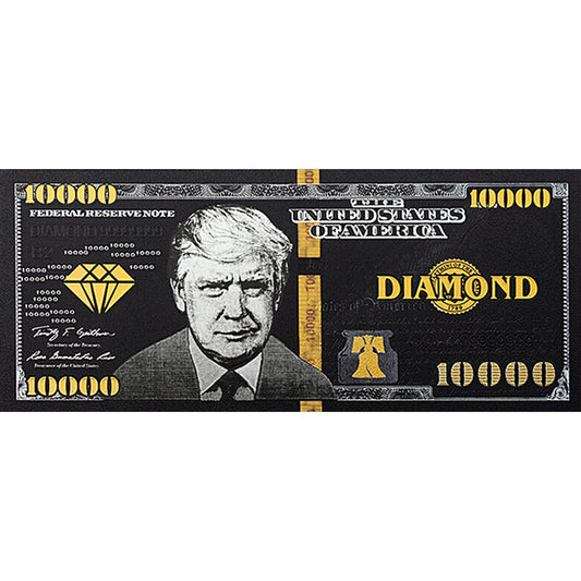 Donald Trump Diamond Black $10,000 Dollar Bill