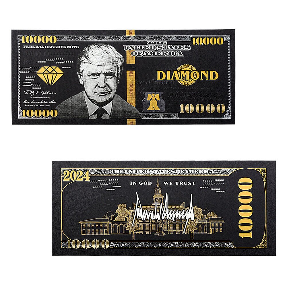 Donald Trump Diamond Black $10,000 Dollar Bill