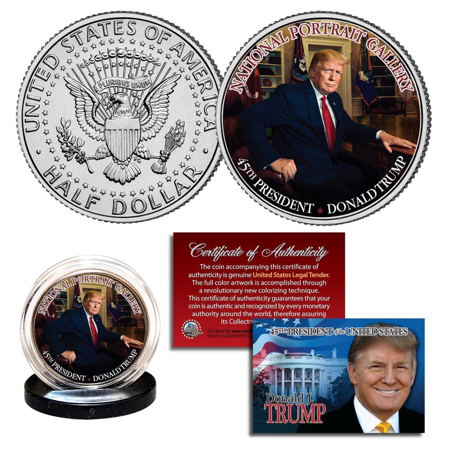 Donald Trump - "National Portrait" - Authentic JFK Half Dollar