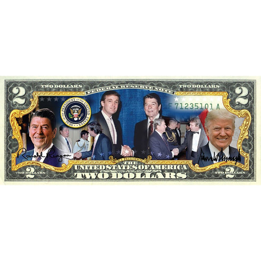 "Donald Trump & Ronald Reagan" - Genuine Legal Tender U.S. $2 Bill