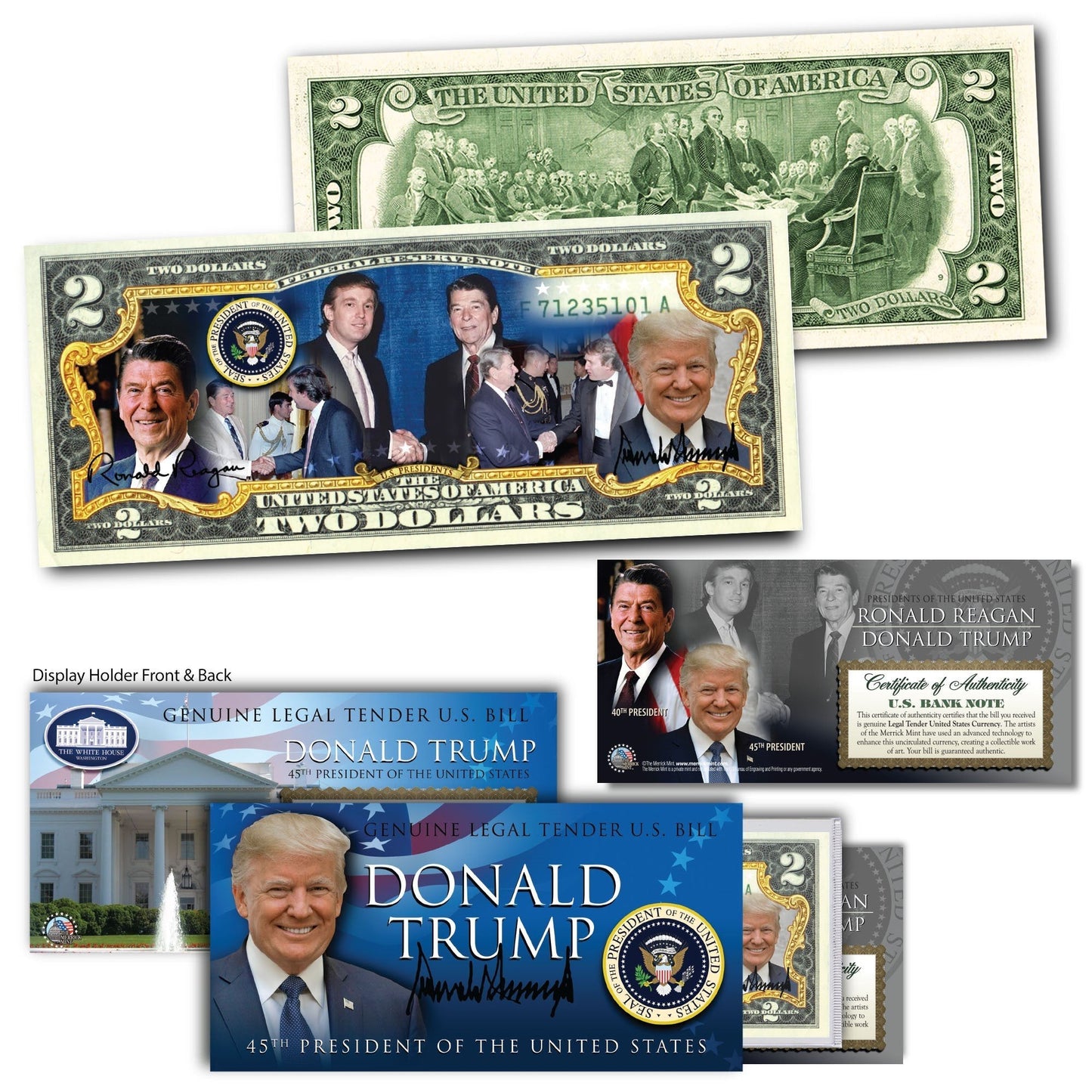 "Donald Trump & Ronald Reagan" - Genuine Legal Tender U.S. $2 Bill