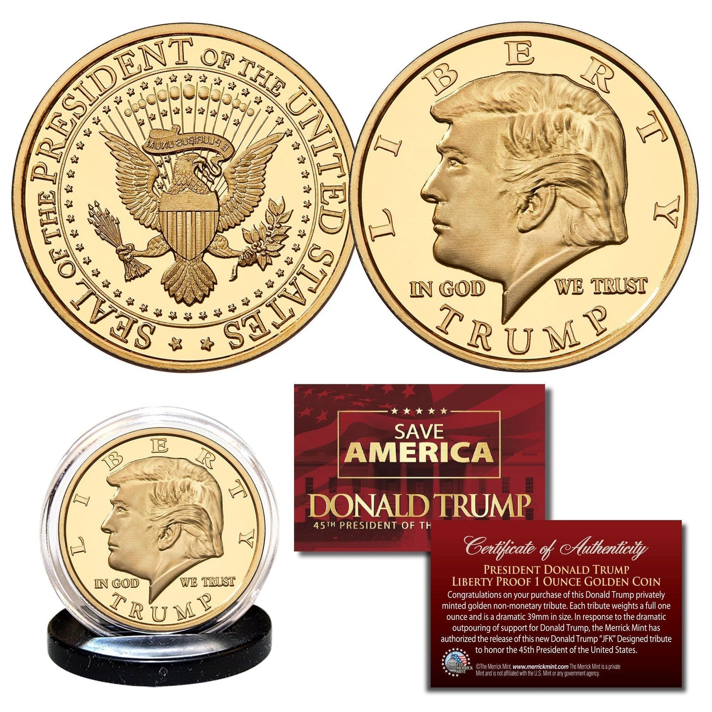 Donald Trump Liberty Proof Golden Coin