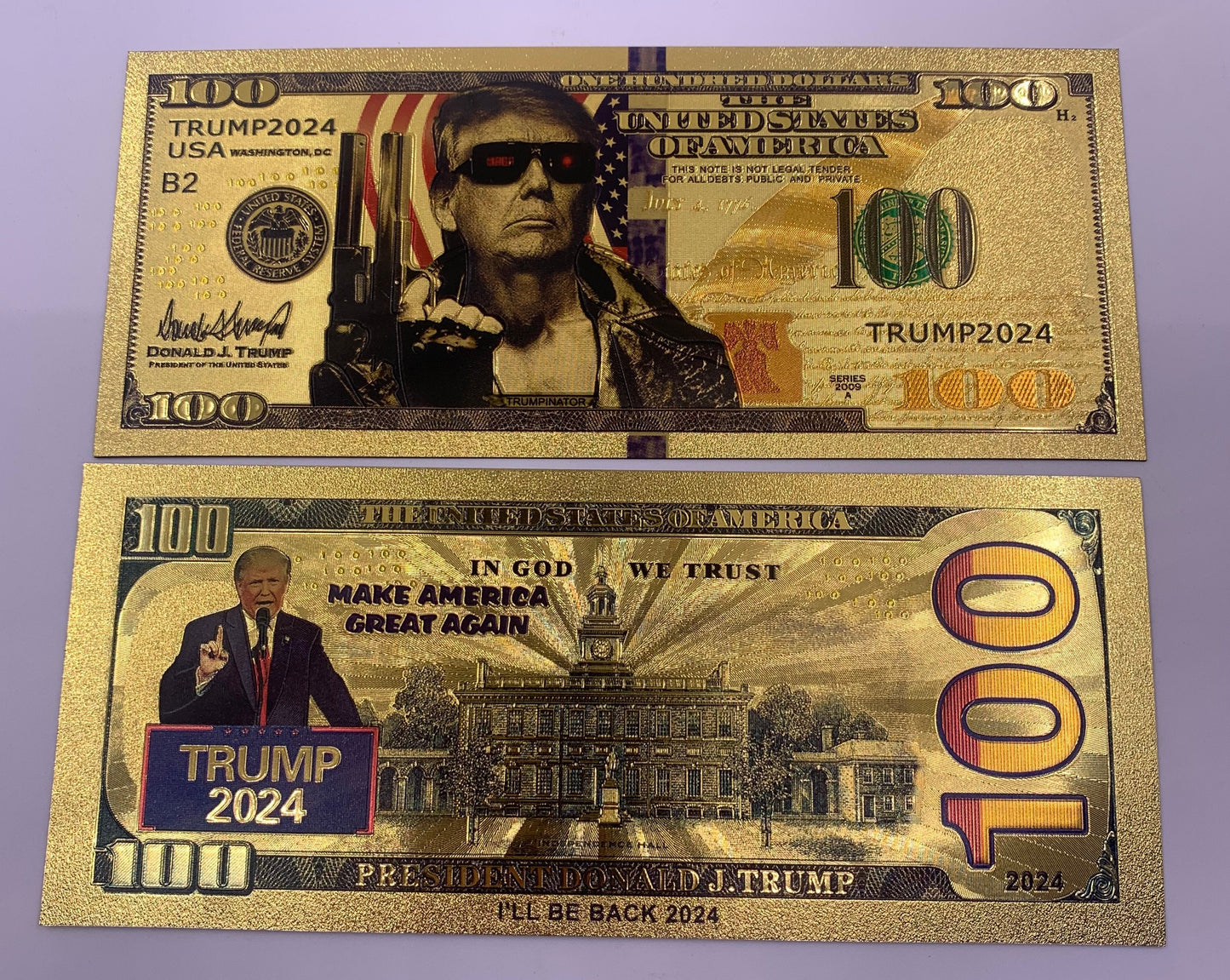 Gold Trumpinator $100 Bill