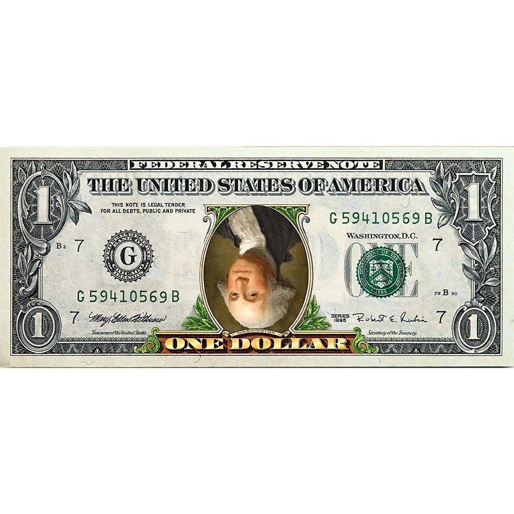 "INVERTED ONE DOLLAR" - Genuine Legal Tender U.S. $1 Bill