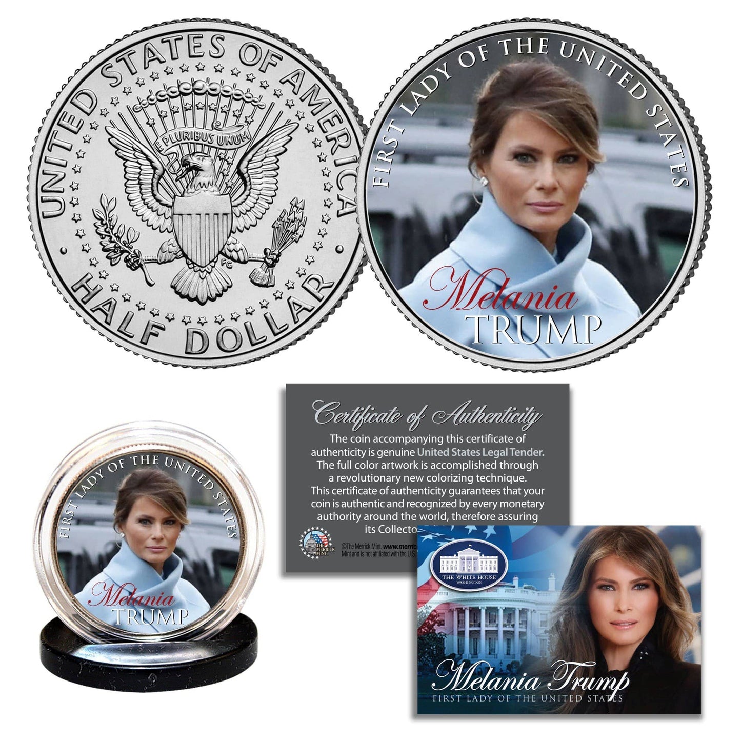 Melania Trump - "First Lady Of The United States" - Authentic JFK Half Dollar