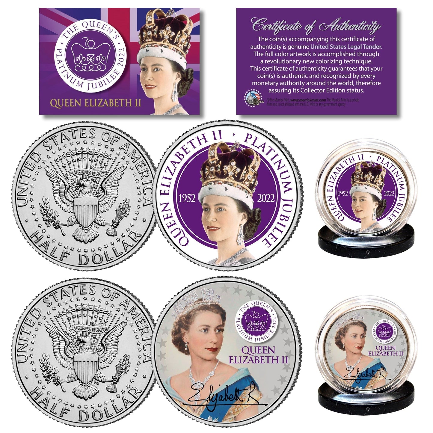 "Queen Elizabeth" Jubilee - Authentic JFK Half Dollar Coin Set