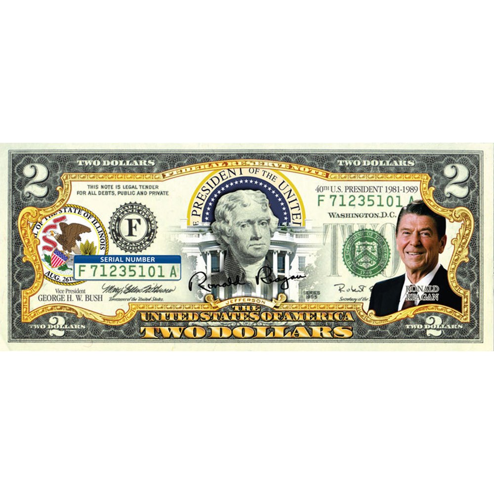 "Ronald Reagan" - Genuine Legal Tender U.S. $2 Bill