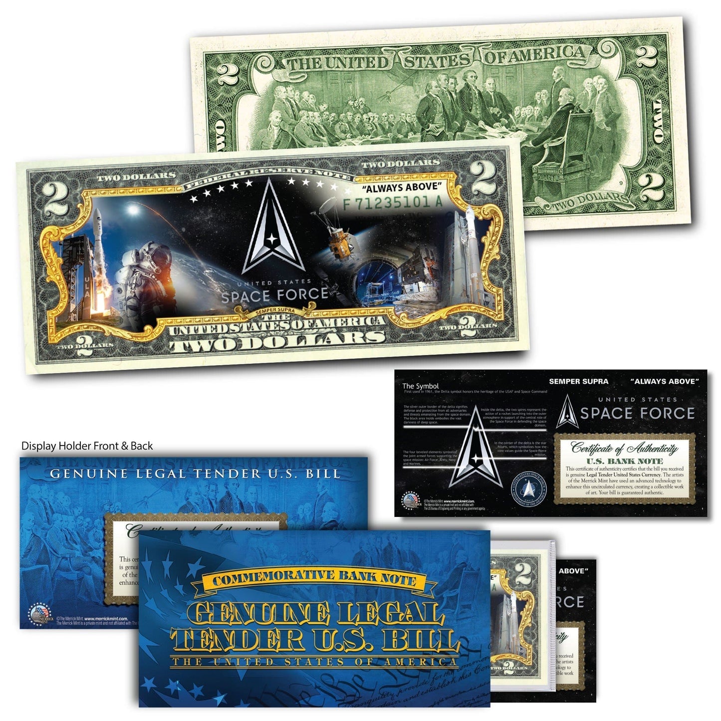 "Space Force" New Logo - Genuine Legal Tender U.S. $2 Bill