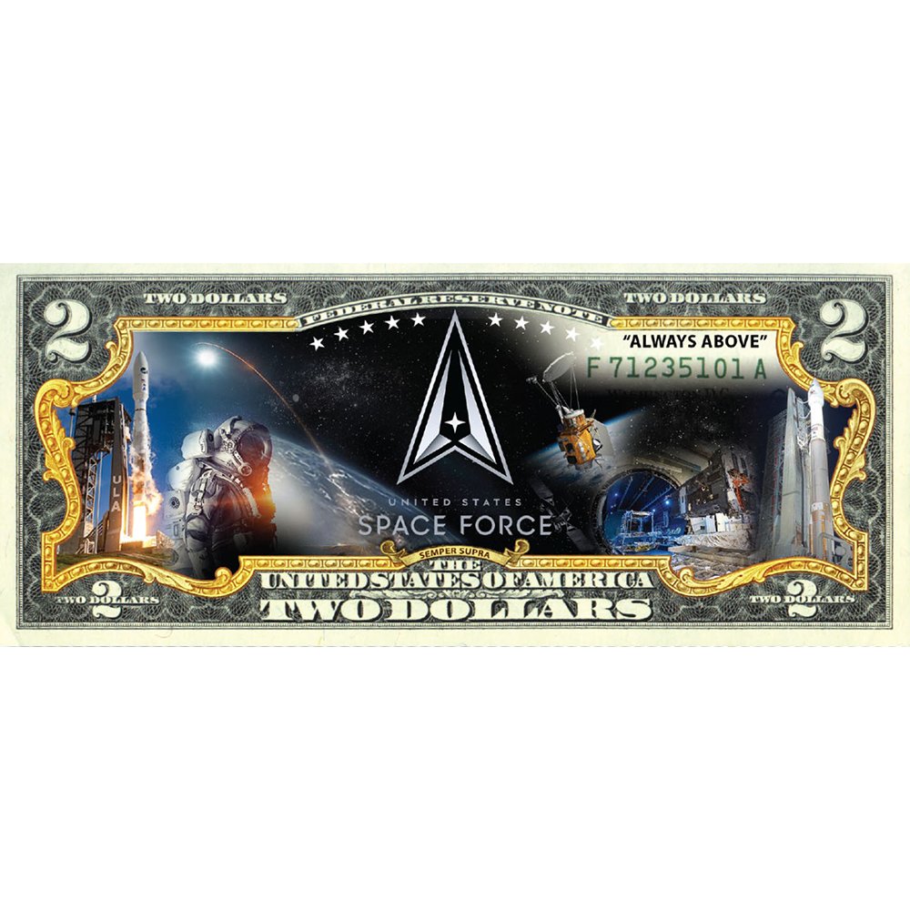 "Space Force" New Logo - Genuine Legal Tender U.S. $2 Bill