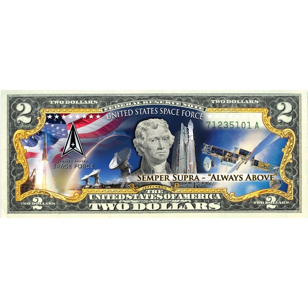 "U.S. Space Force" New Logo - Genuine Legal Tender U.S. $2 Bill