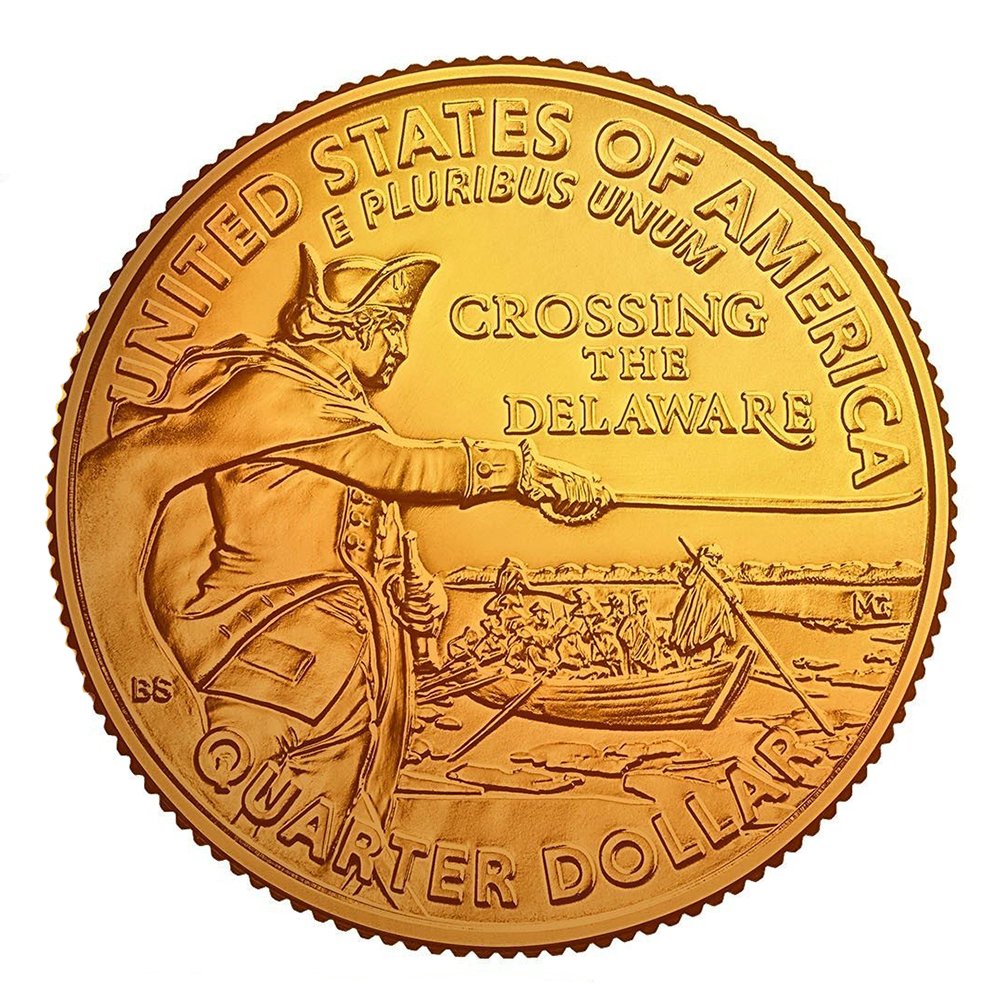 "Washington Crossing Delaware" - Washington DC Quarter 24K Gold Plated